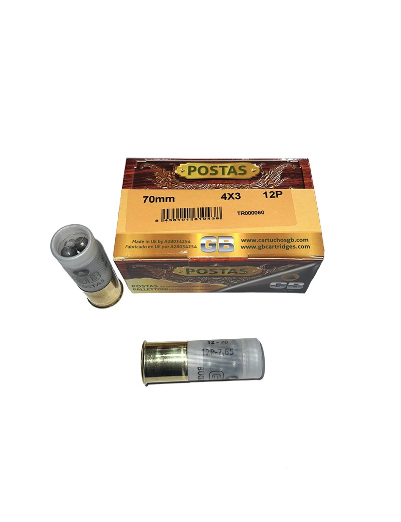 Cartuchos GB Caza Mayor 12 Postas 4x3 Cal. 12.