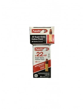 Caja de Balas Aguila Cal. 22 Hp Super Extra Hollow Point Copper-Plated Bullet.