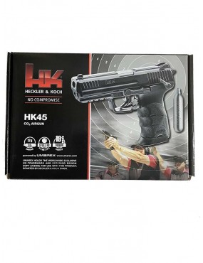 Pistola Aire Comprimido UMAREX 4,5. CO2 Balines Modelo HK 45.