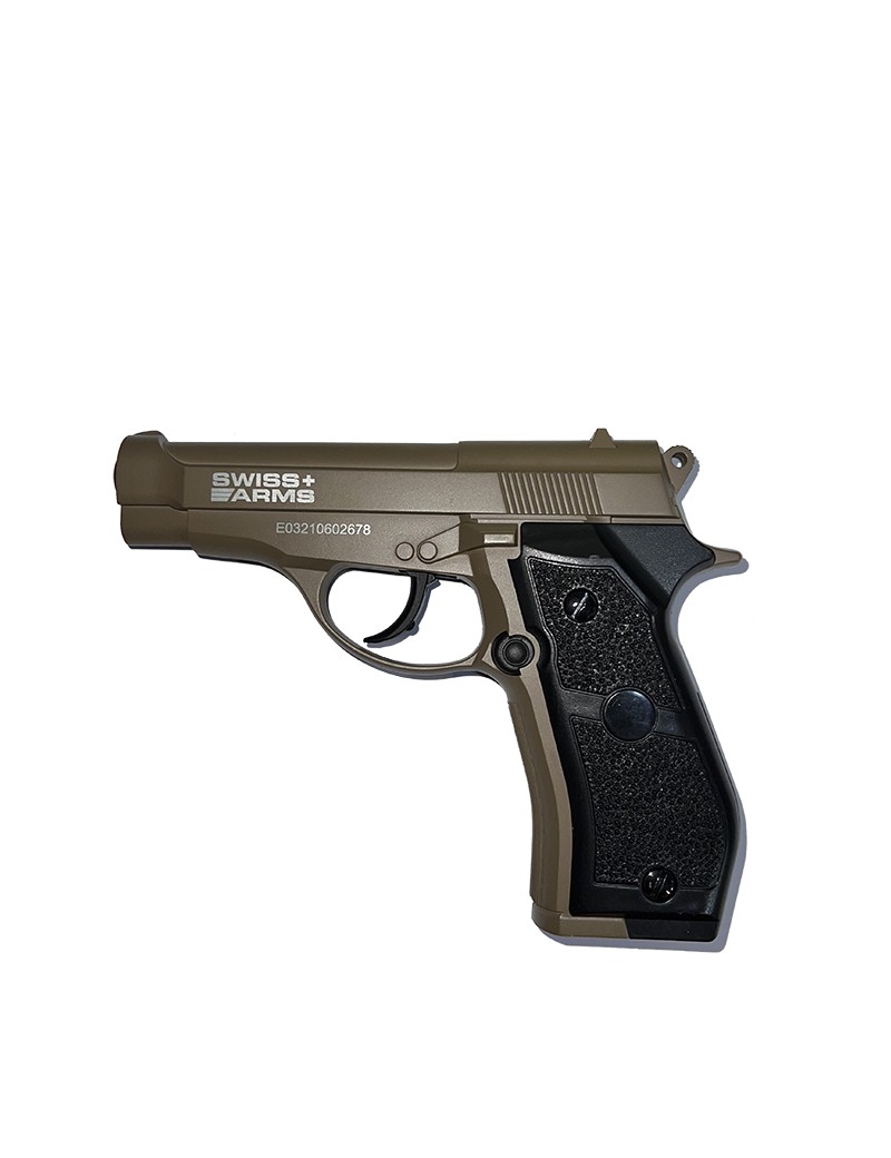 Pistola Aire Comprimido a Balin Swiss Arms Mod. P84 Tan Cal. 4,5 mm. Co2.