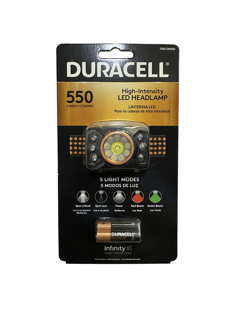 Linterna Frontal Led Duracell 550 Lumenes.