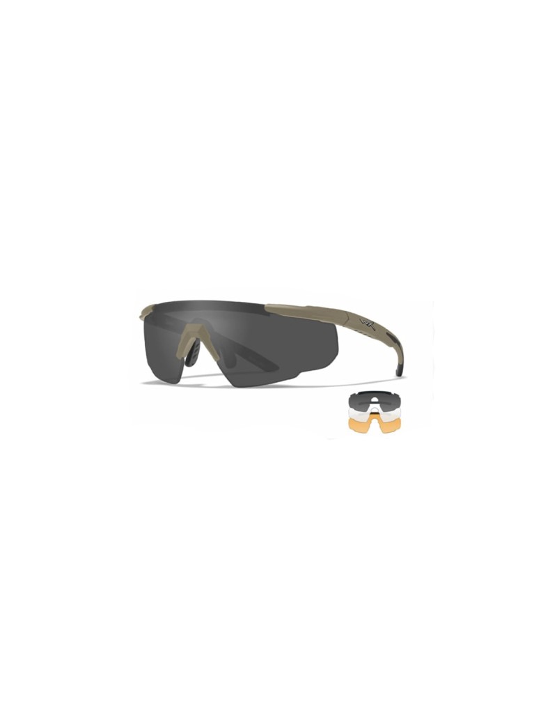 Lentes Wiley X Mod. Saber Advance 308 TAN Tres Micas Gris Blanca y Amarillo  Balísticos.