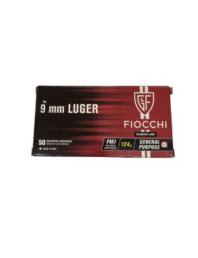 Caja de Balas Fiocchi Cal. 9 mm. Luger 124 Grs.