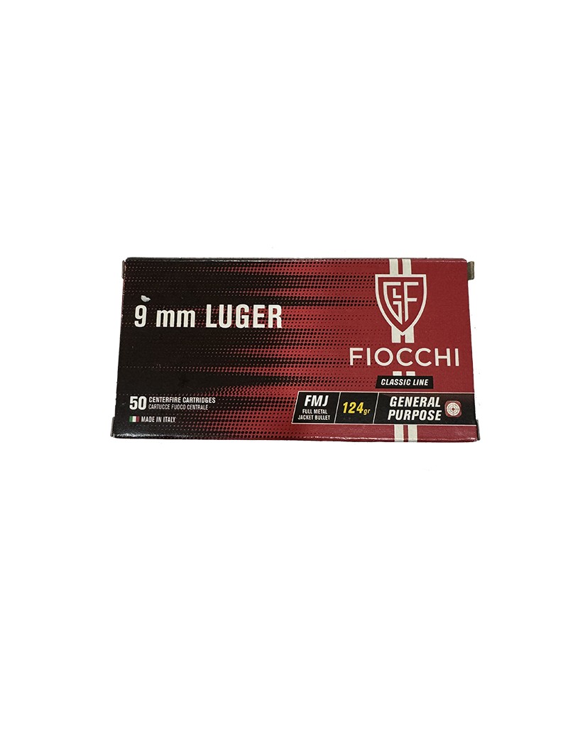 Caja de Balas Fiocchi Cal. 9 mm. Luger 124 Grs.