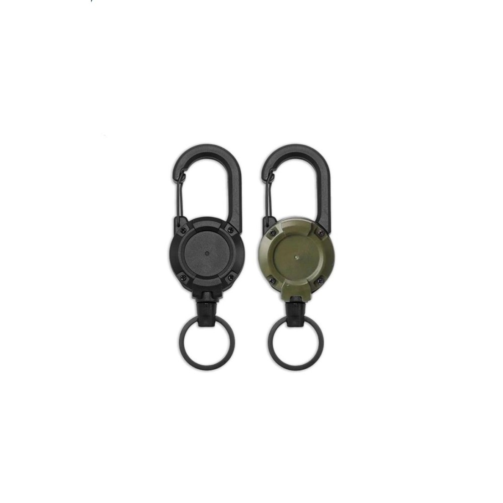 Mosquetón Táctico Retráctil Multiuso Color Verde, Ocre y Negro. Unidad.