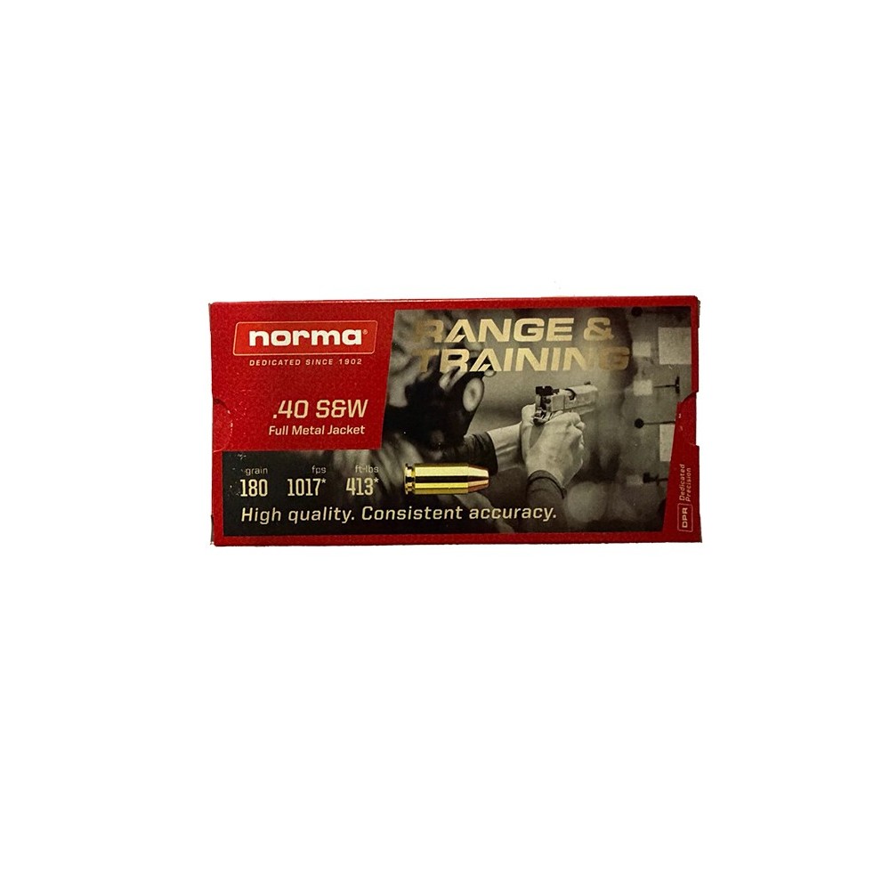 Caja de Balas Norma Cal. 40 S&W. Full Metal Jacket.
