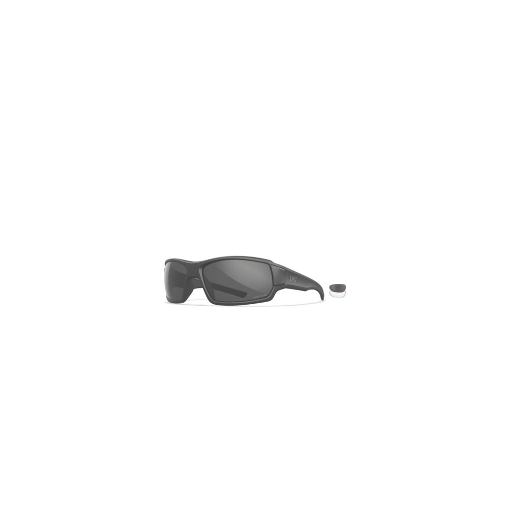 Lentes Wiley X Mod. Breach 2,5 XL Captive Grey/Clear Lens / Matte Black Frame Gunmetal Logo. Una  Mica Adicional  Blanca.