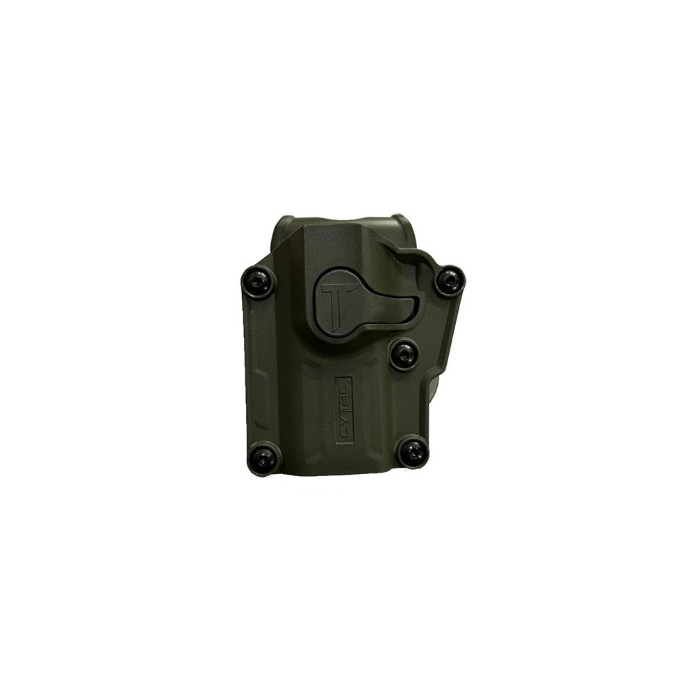 Funda Cytac Externa Universal Para Pistolas Glock, Beretta, Sig Sauer, Taurus etc. Para Zurdos. Color Verde.