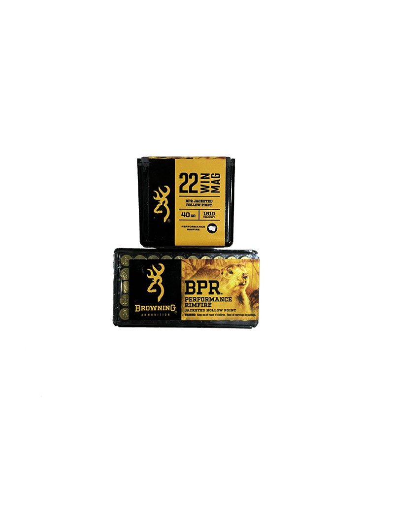 Caja de Balas Browning Cal. 22 Win Mag Bpr Hollow Point. 40 Gr. 50 Unidades.