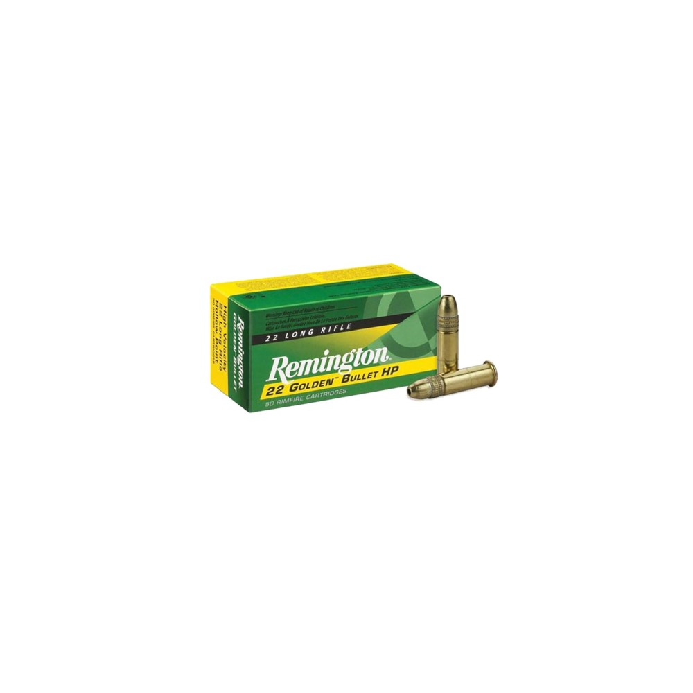 Caja de Balas Remington Cal. 22 LR Golden Bullet HP 36 Gr.  1,280 FPS 50 Unidades.