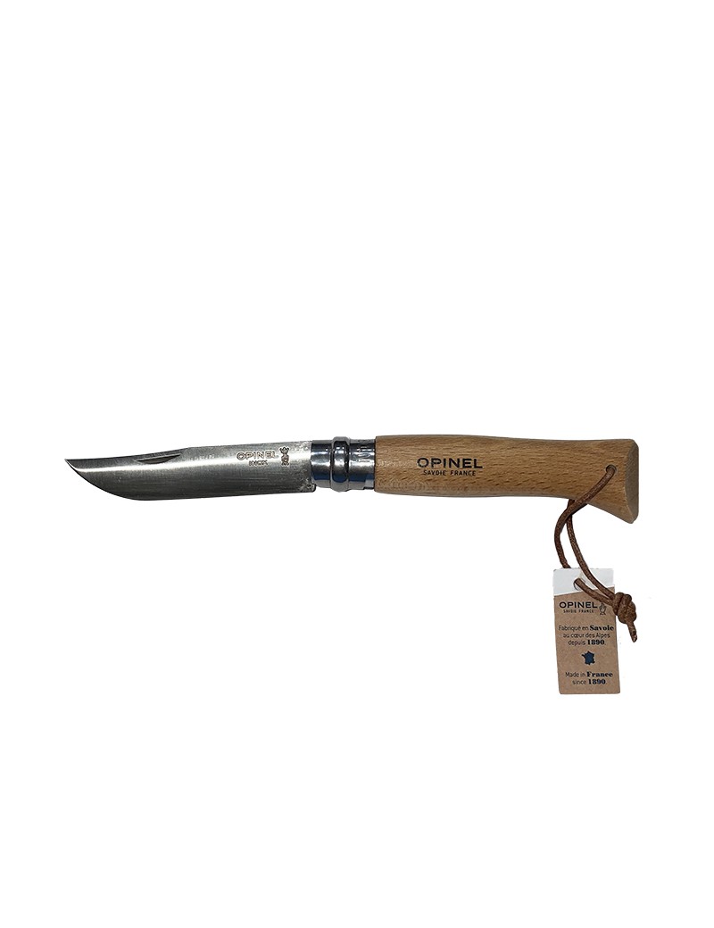 Navaja Opinel Mod. N° 08 Inox. Stainless Steel. Con Lazo de Cuero.