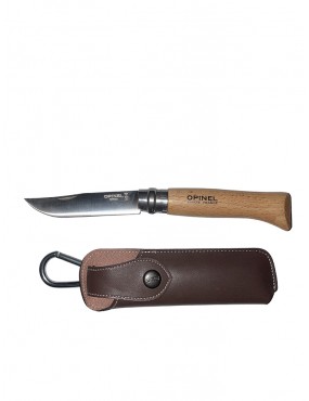 Navaja Opinel Mod. N° 08 Inox. Con Funda y Lazo de Cuero.